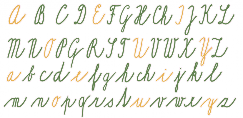 Písmena české abecedy - psací písmena