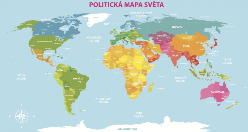 Nástenná politická mapa sveta - S feromagnetickým povrchem: NE