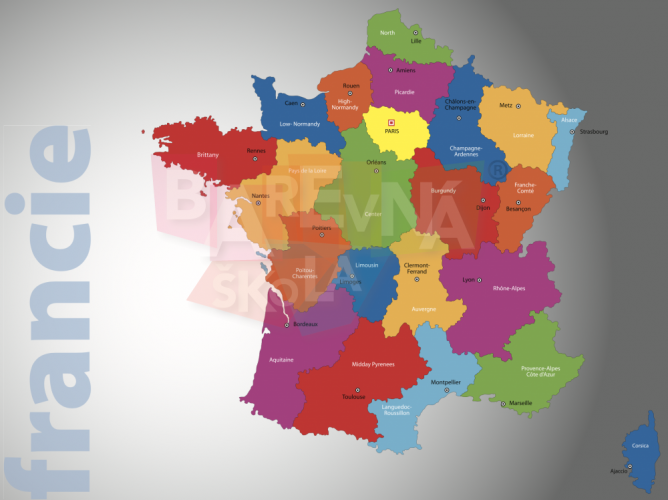 Nástenná mapa Francúzska - politická