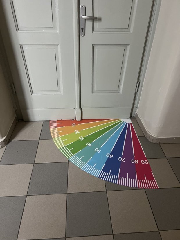 Podlahový úhloměr 90°pravý - Barva: Modrá