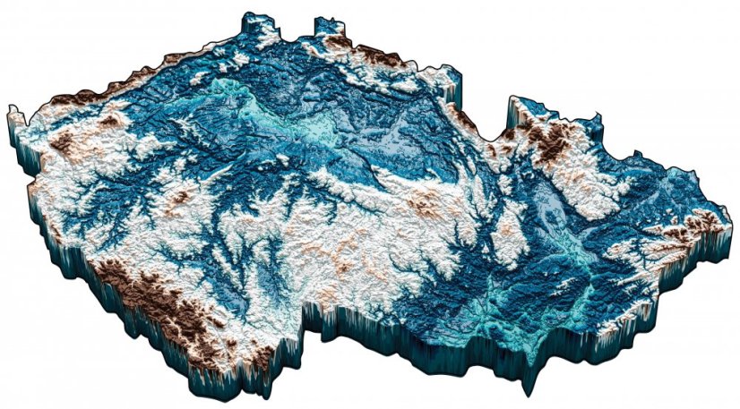 Nástěnná mapa České republiky - topografická - S feromagnetickým povrchem: NE