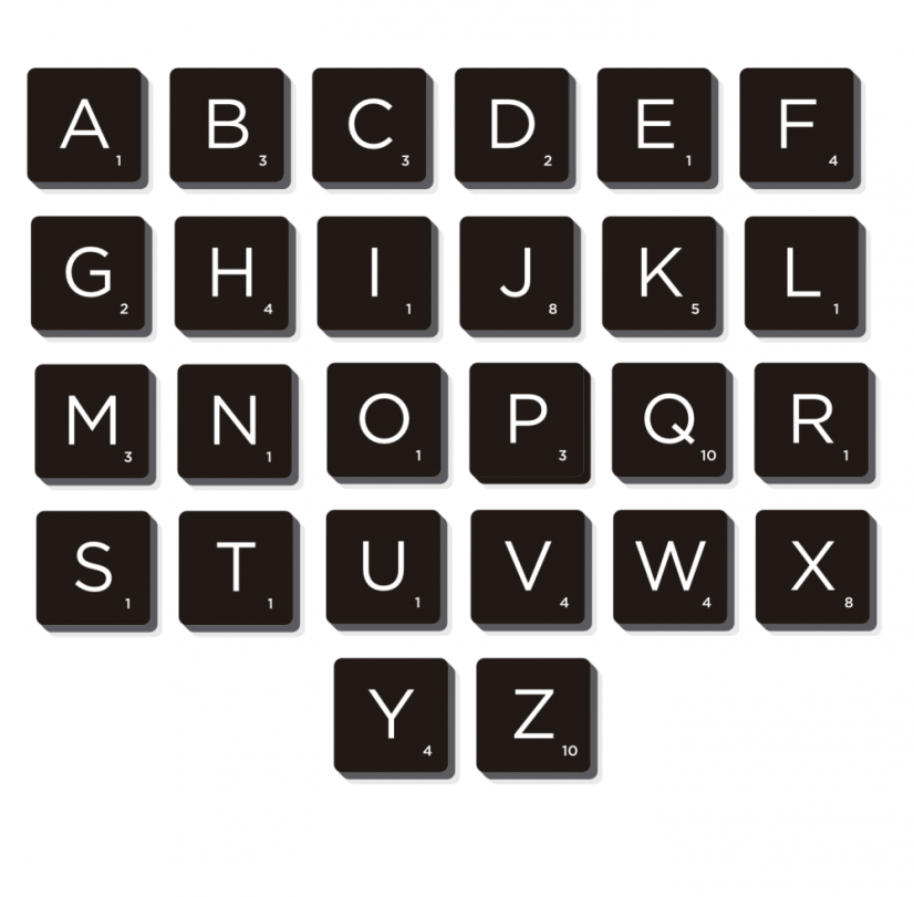 Nástěnná písmena Scrabble magnetická stěna - Barva: Černá