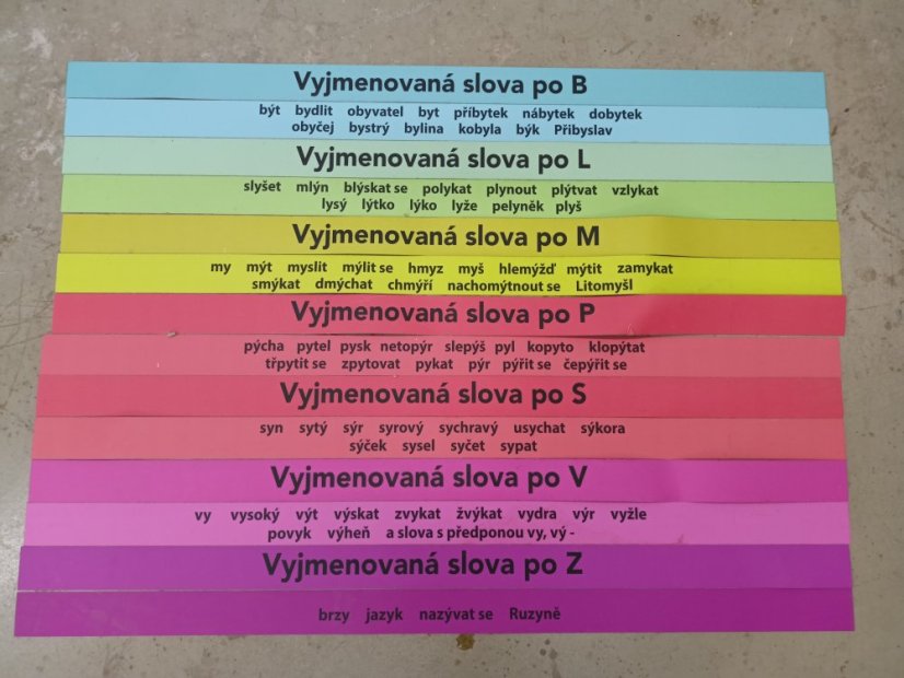 Polepy schodů -Vyjmenovaná slova - plast - na hrubé schody