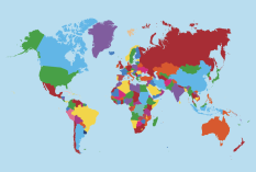 Nástěnná mapa světa bez názvů zemí s popisovatelným povrchem
