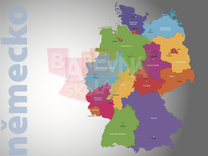 Nástenná mapa Nemecka - S feromagnetickým povrchem: ANO