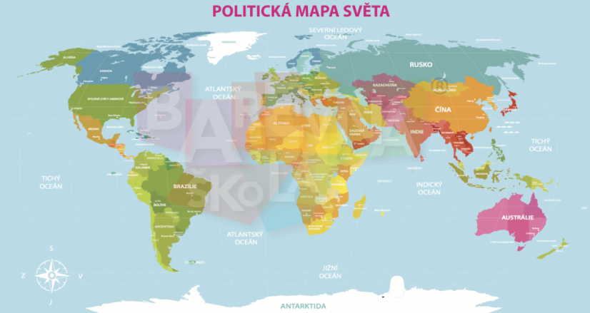 Nástenná politická mapa sveta - S feromagnetickým povrchem: ANO