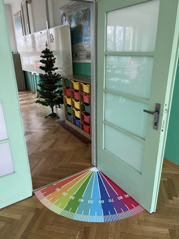 Podlahový úhloměr 90°pravý - Barva: Modrá