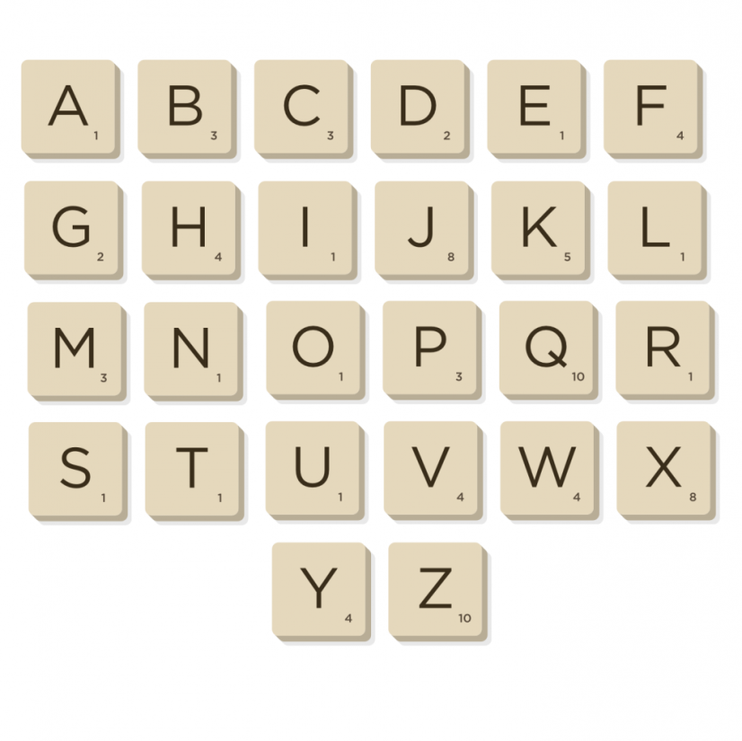Nástěnná písmena Scrabble - magnetická stěna