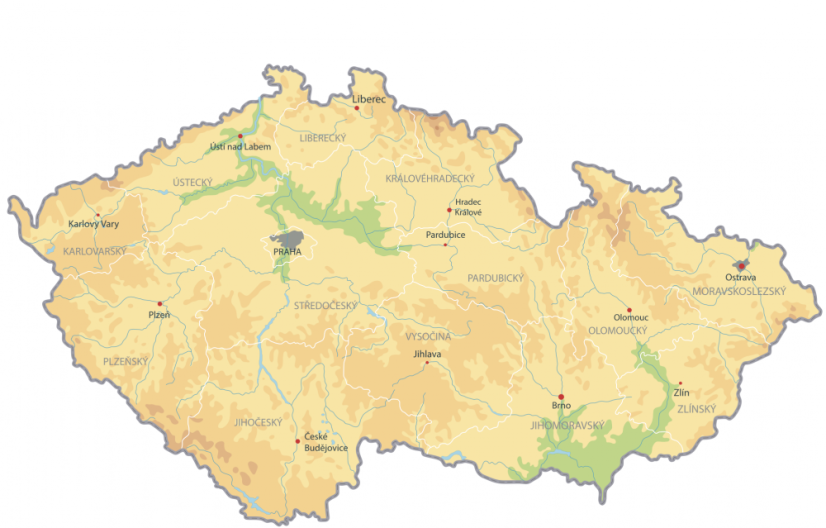 Nástěnná mapa České republiky - geografická - Rozměry: 150 x 90, S feromagnetickým povrchem: NE