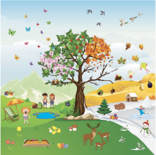 Strom ročních období pro MŠ - nástěnná magnetická deska + magnetky