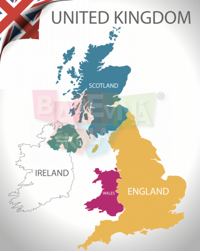 Nástenná mapa Veľkej Británie
